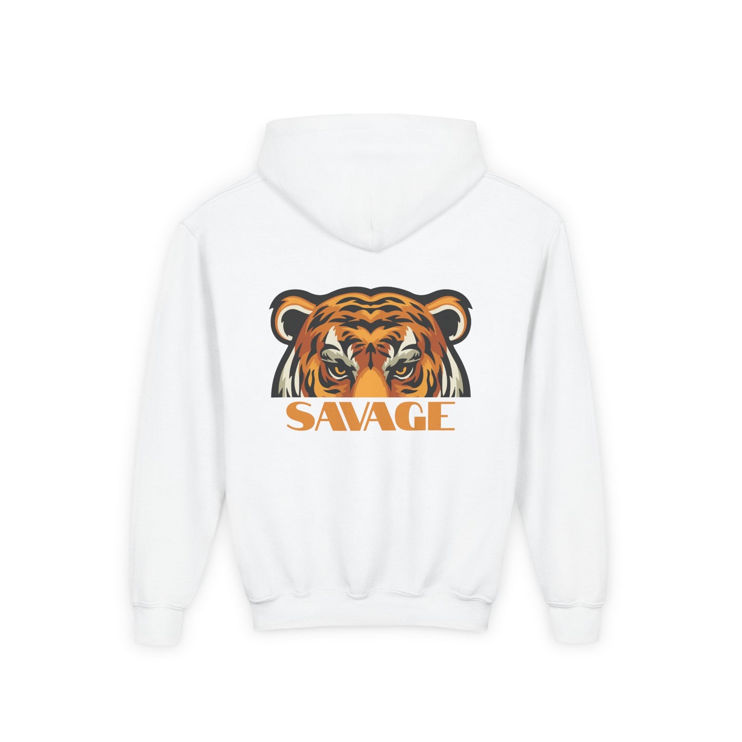 Youth Hooded Sweatshirt with Savage Tiger Graphic