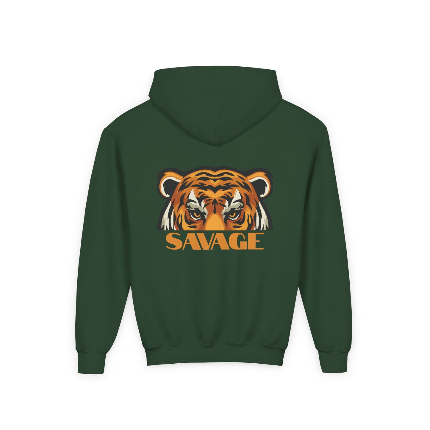 Youth Hooded Sweatshirt with Savage Tiger Graphic