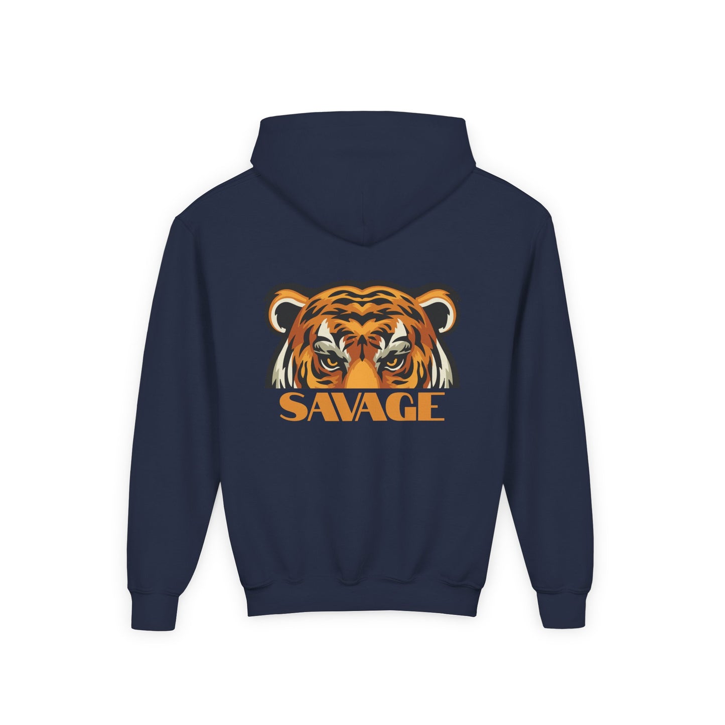 Youth Hooded Sweatshirt with Savage Tiger Graphic