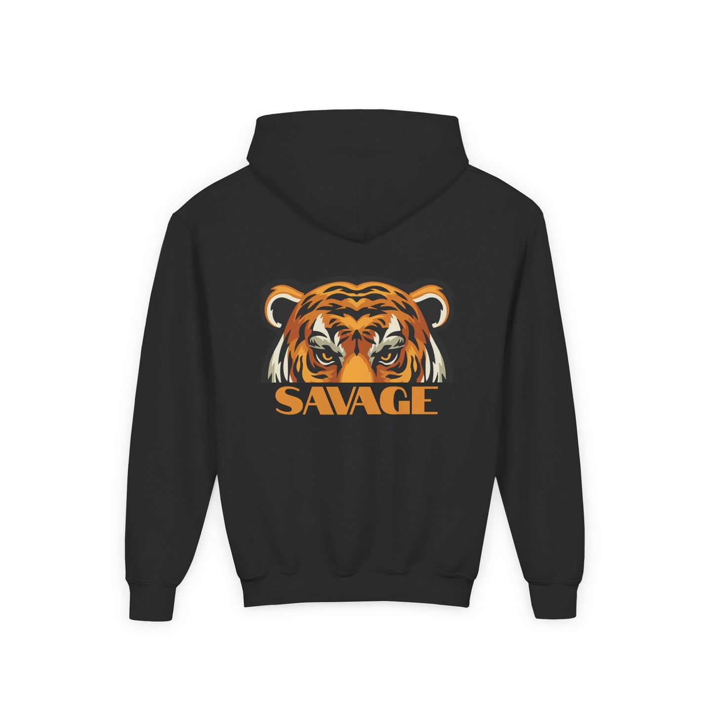 Youth Hooded Sweatshirt with Savage Tiger Graphic