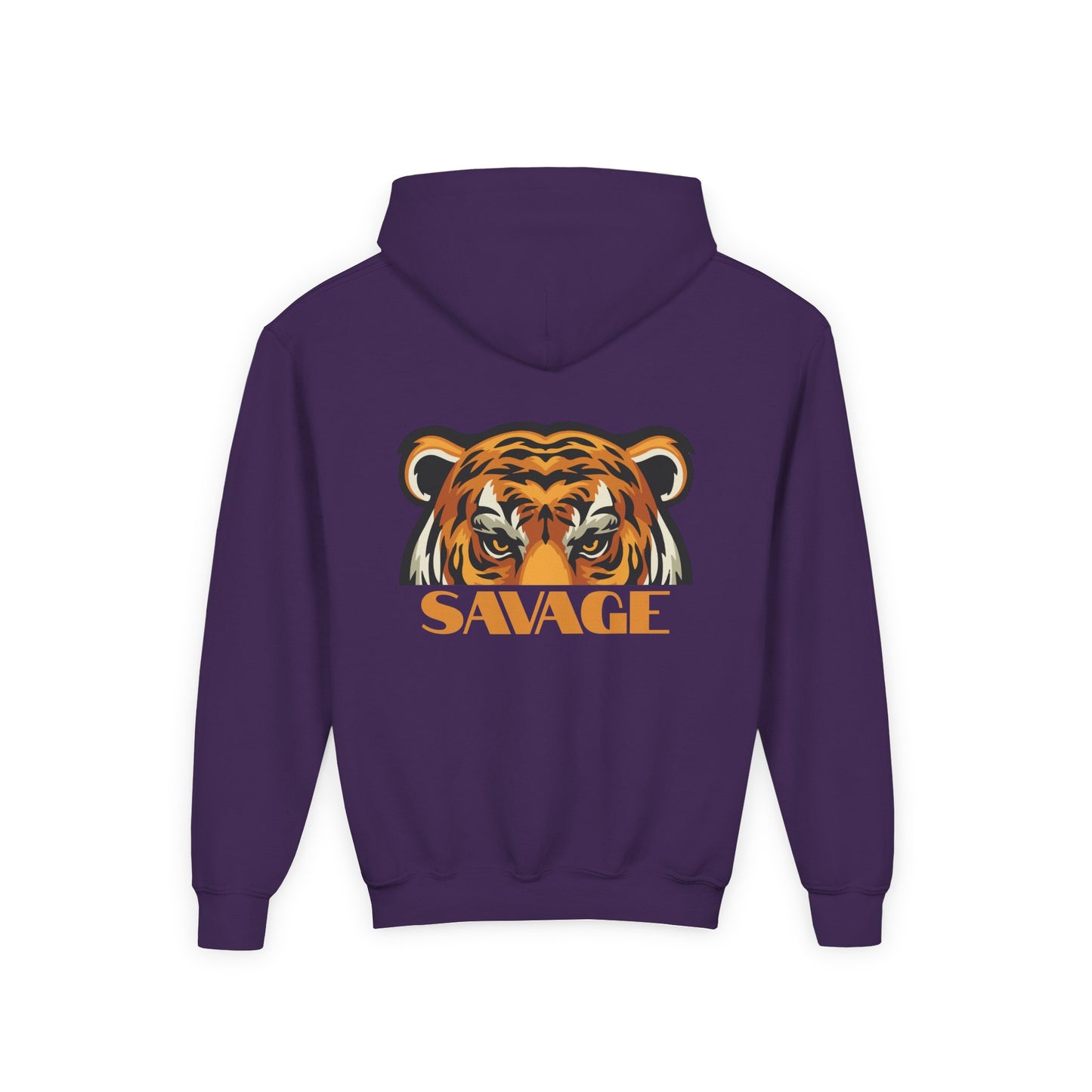 Youth Hooded Sweatshirt with Savage Tiger Graphic